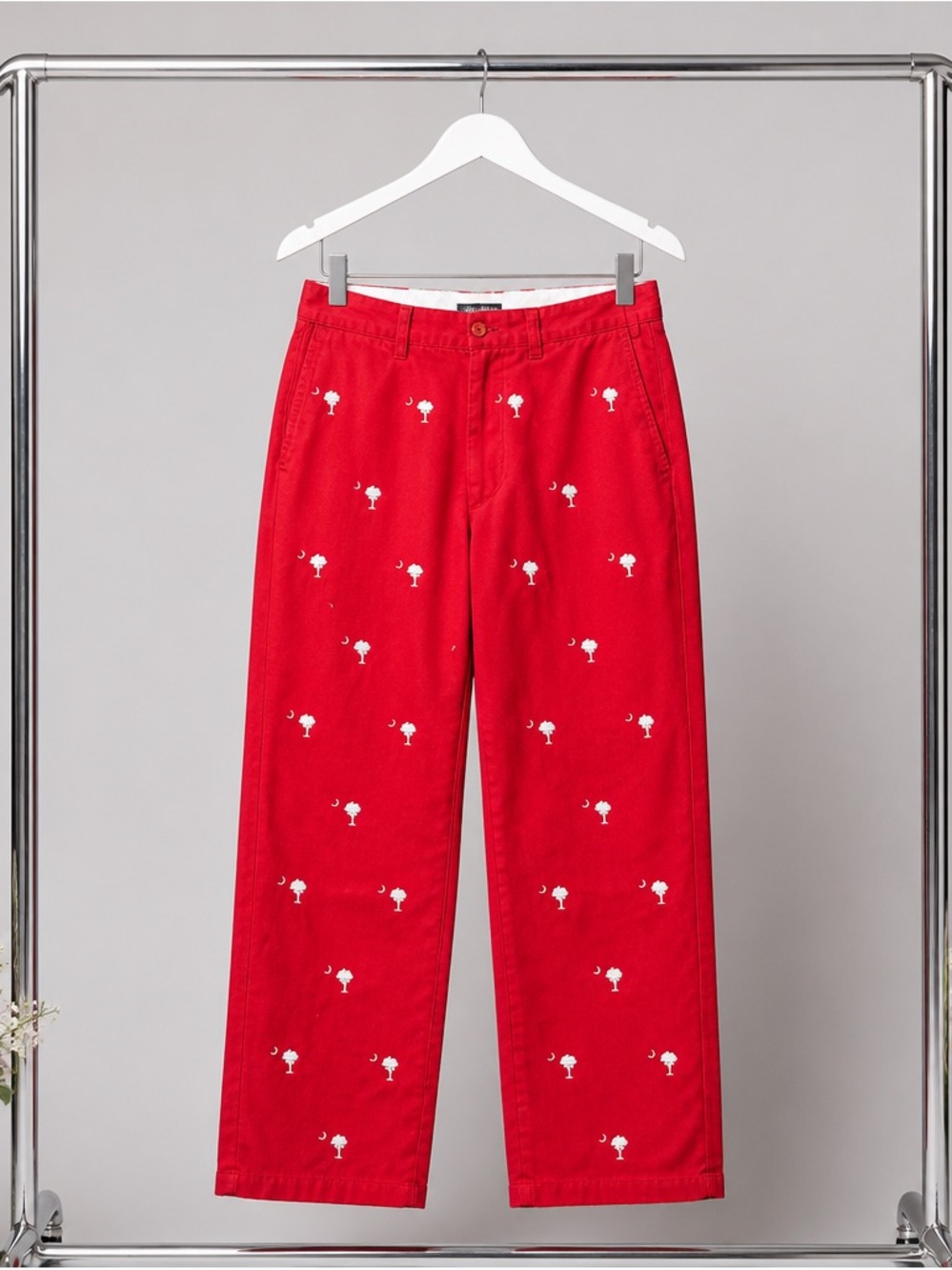 Penningtons Bright Red Chinos with White Embroidery
